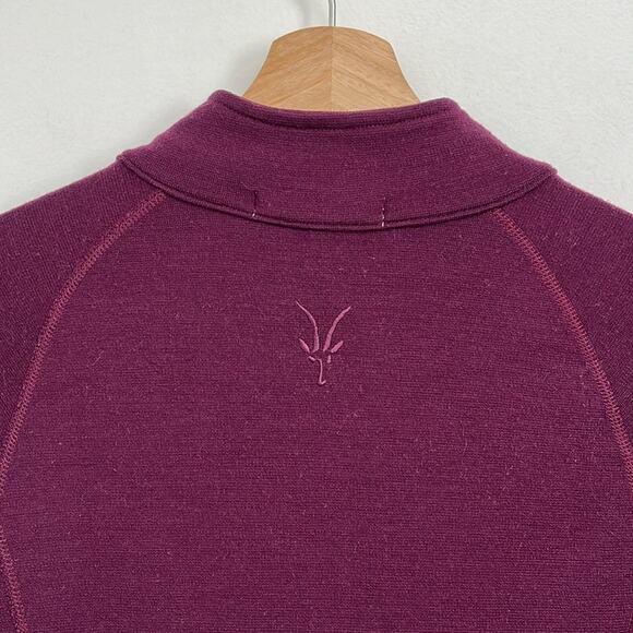 Ibex Merino Wool Quarter Zip Mock Neck Sweater Branded Sleeve Hiking - Large - Picture 6 of 12
